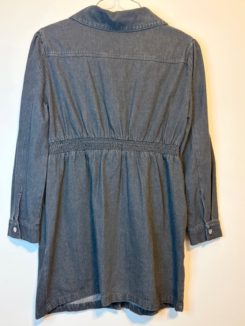 Pink Lily Dark Denim Button-Front Mini Dress - Charcoal Blue - Picture 2 of 9
